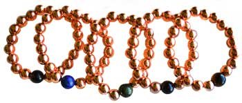 (image for) 10mm Copper with asst stone bracelet - Click Image to Close