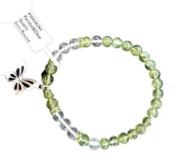 (image for) 6mm Peridot/ Quartz Butterfly bracelet - Click Image to Close