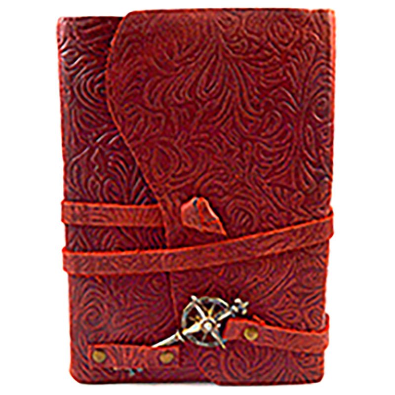 (image for) 5" x 7" Burgundy Embossed leather w/ key & cord