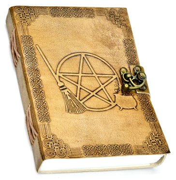 (image for) 5" x 7" Broom Pentagram Embossed leather w/ latch